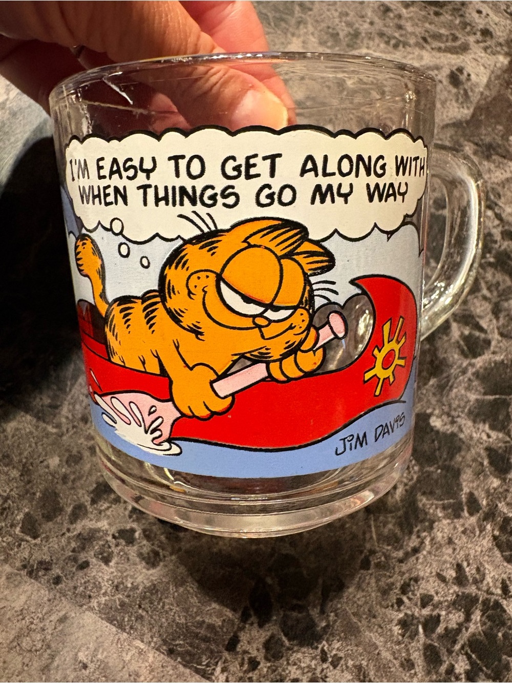 Garfield Printed Glass Mug - Orange Garfield Design